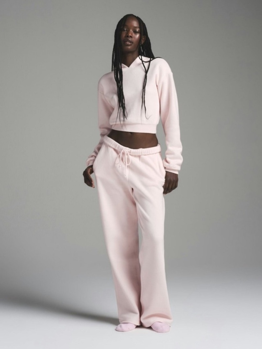 NWT SKIMS Cotton Fleece Hoodie in Barely Pink - XS